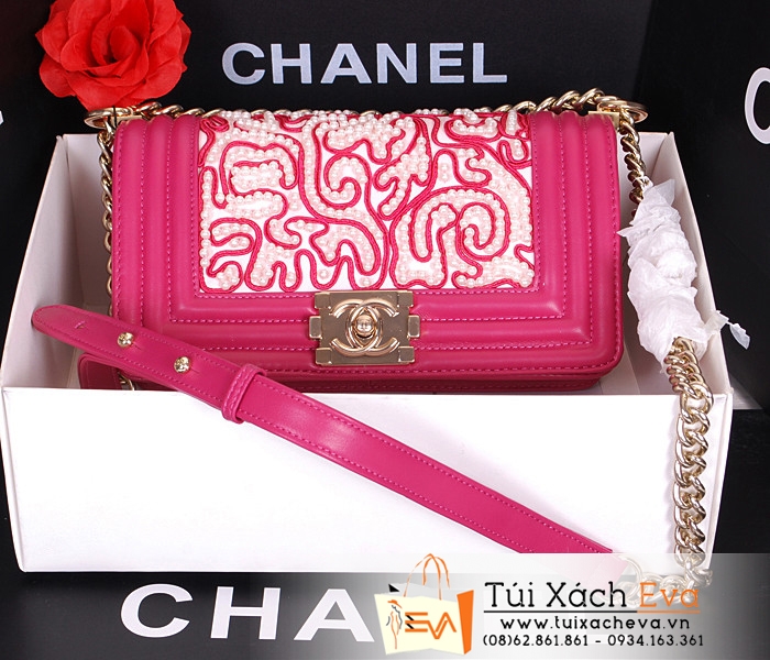 Túi Xách Chanel Boy Hoa Siêu Cấp Màu Hồng Đẹp 1